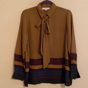 Ann Taylor Loft button down tie neck blouse